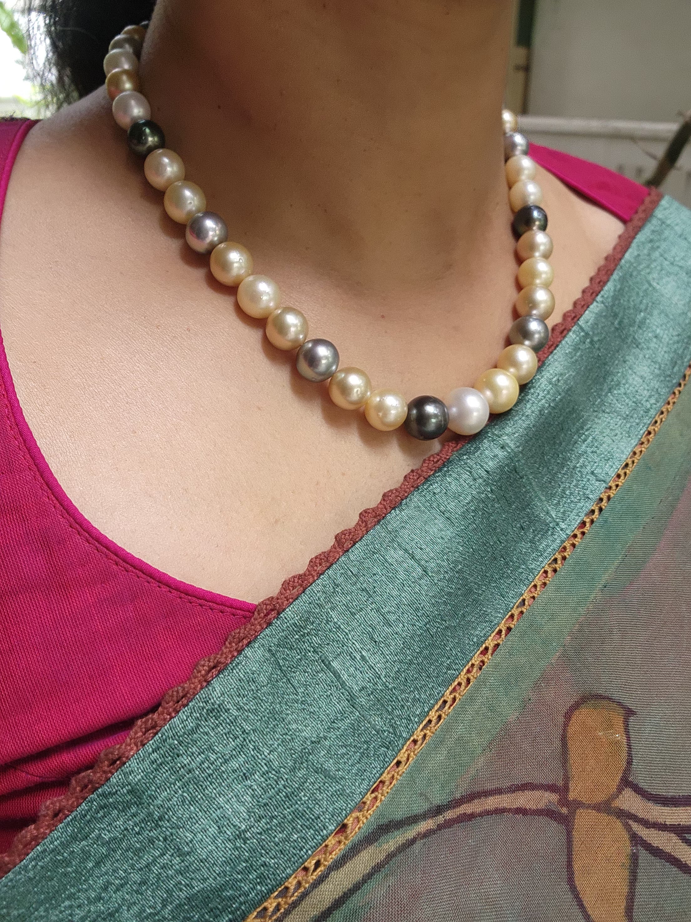 Single Line South Sea Pearls-Silver Neckpiece-House of Taamara-House of Taamara