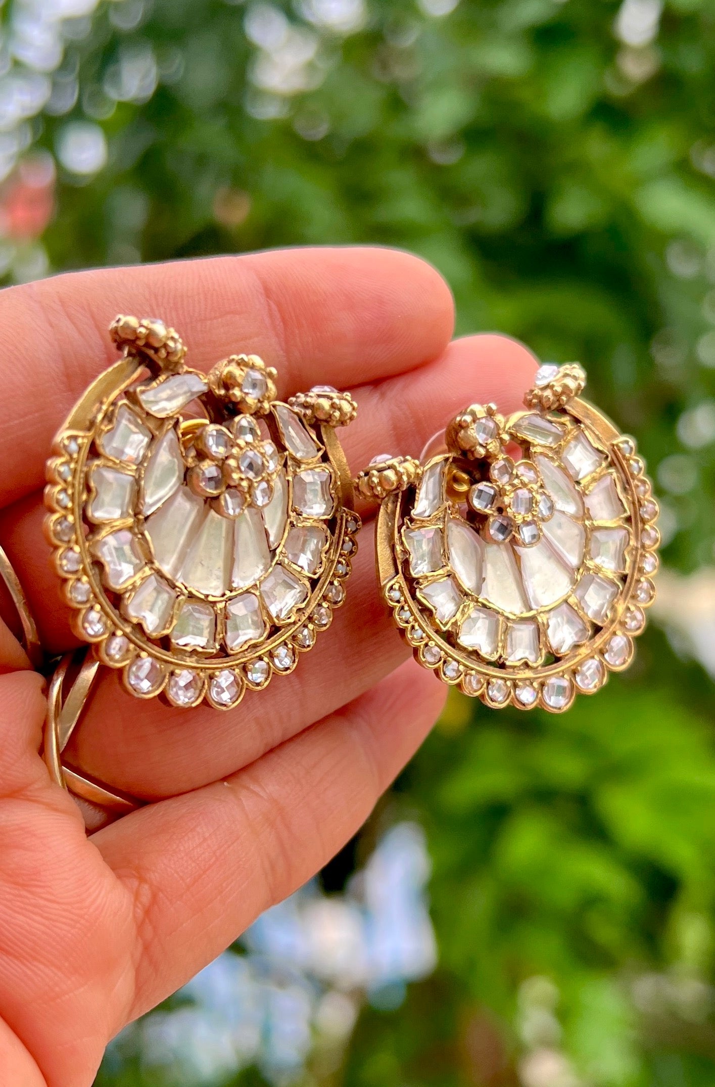 Small chand polki stud-Silver earrings-EZ-House of Taamara