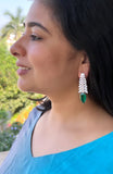 Small marquis and baguette with a green pear-Silver earrings-EZ-House of Taamara
