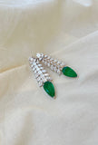 Small marquis and baguette with a green pear-Silver earrings-EZ-House of Taamara