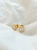 Small moissanite stud with small czs around-Silver earrings-EZ-House of Taamara