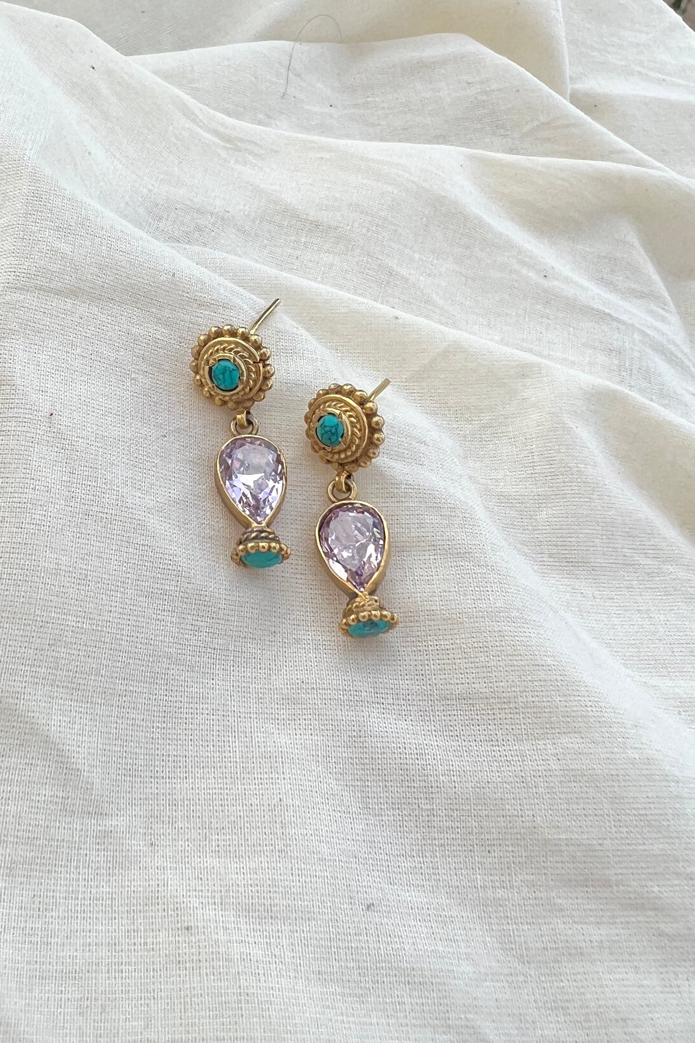 14k Petite golden hills turquoise earrings – serena kojimoto jewelry