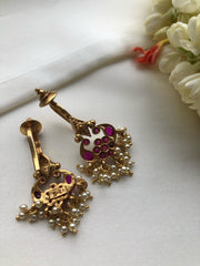 Spinel ruby vintage style bugadi clip on-Earrings-PL-House of Taamara