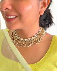 Statement Necklace With Moissanite & Pearls-Silver earrings-EZ-House of Taamara