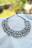 Stunning statement polki choker with pearl clusters-Silver earrings-EZ-House of Taamara
