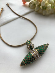 Tai tai green pendant with antique polish chain-Silver Neckpiece-PL-House of Taamara