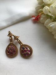 Tear drop spinel bugadi-Earrings-PL-House of Taamara