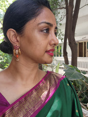 Thodu flower with pearl bunch vintage style-Earrings-PL-House of Taamara