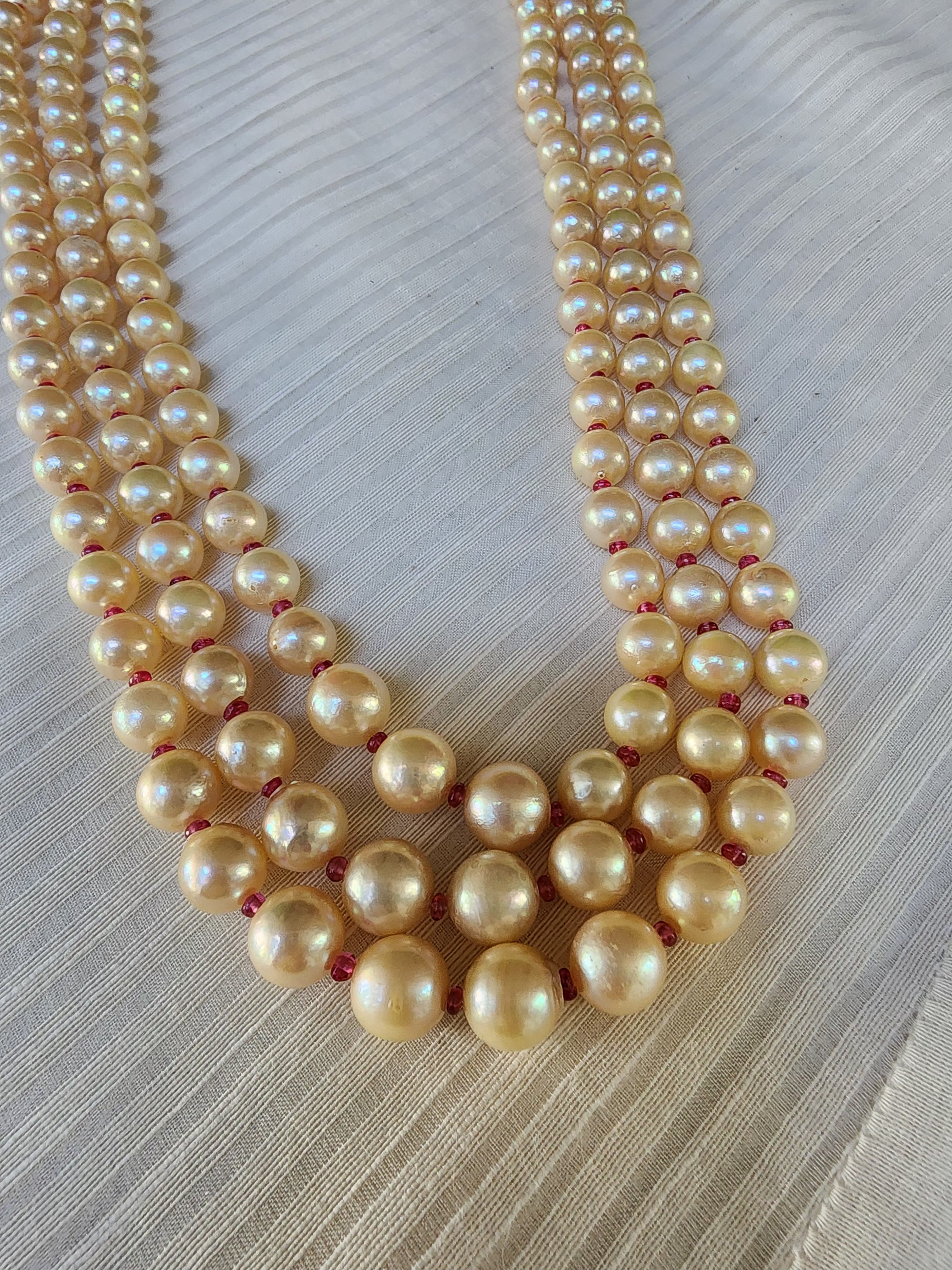 Three Line Akoya Pearls-Silver Neckpiece-House of Taamara-House of Taamara