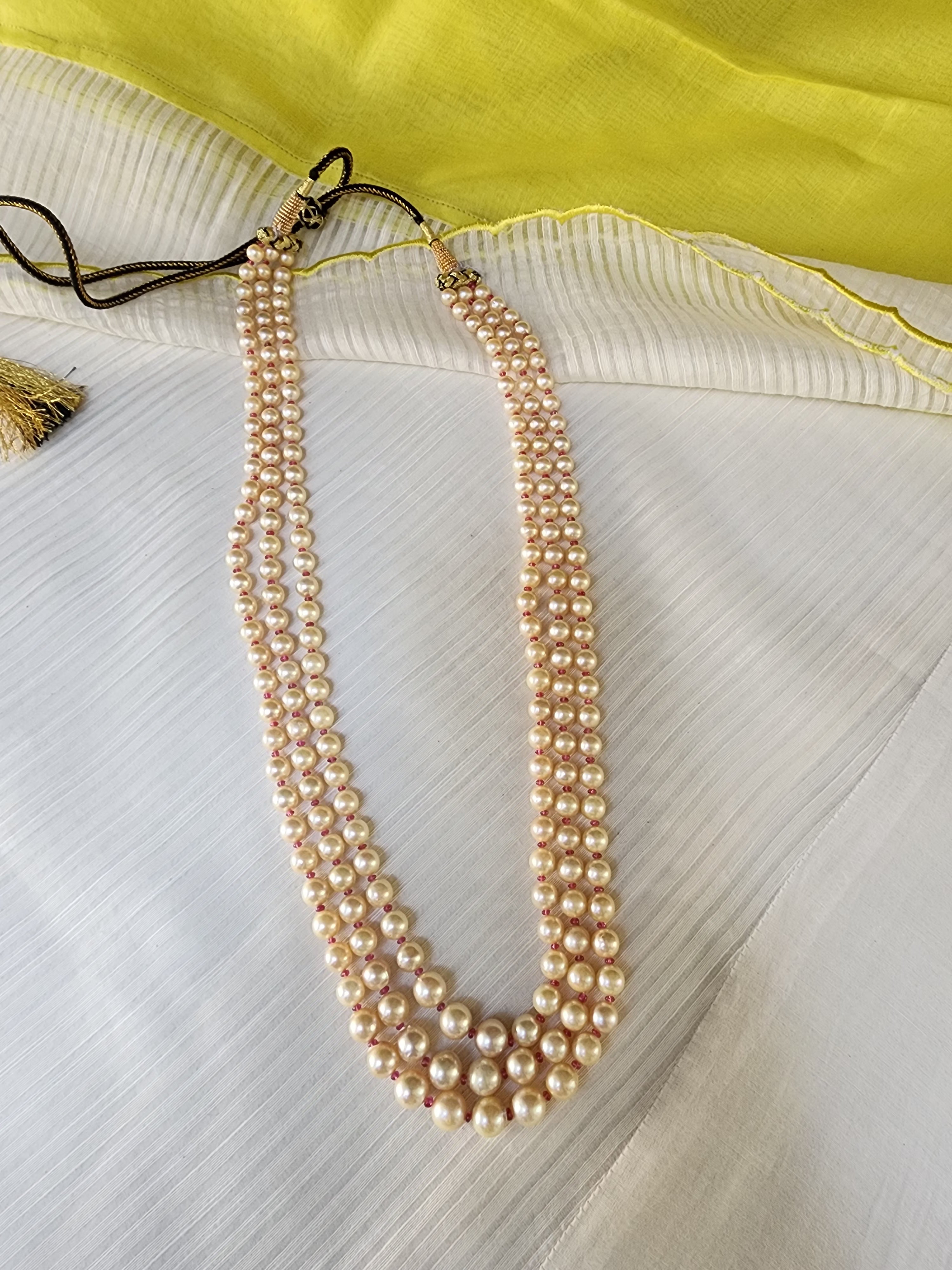 Three Line Akoya Pearls-Silver Neckpiece-House of Taamara-House of Taamara