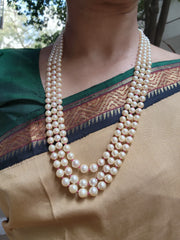 Three Line Akoya Pearls-Silver Neckpiece-House of Taamara-House of Taamara
