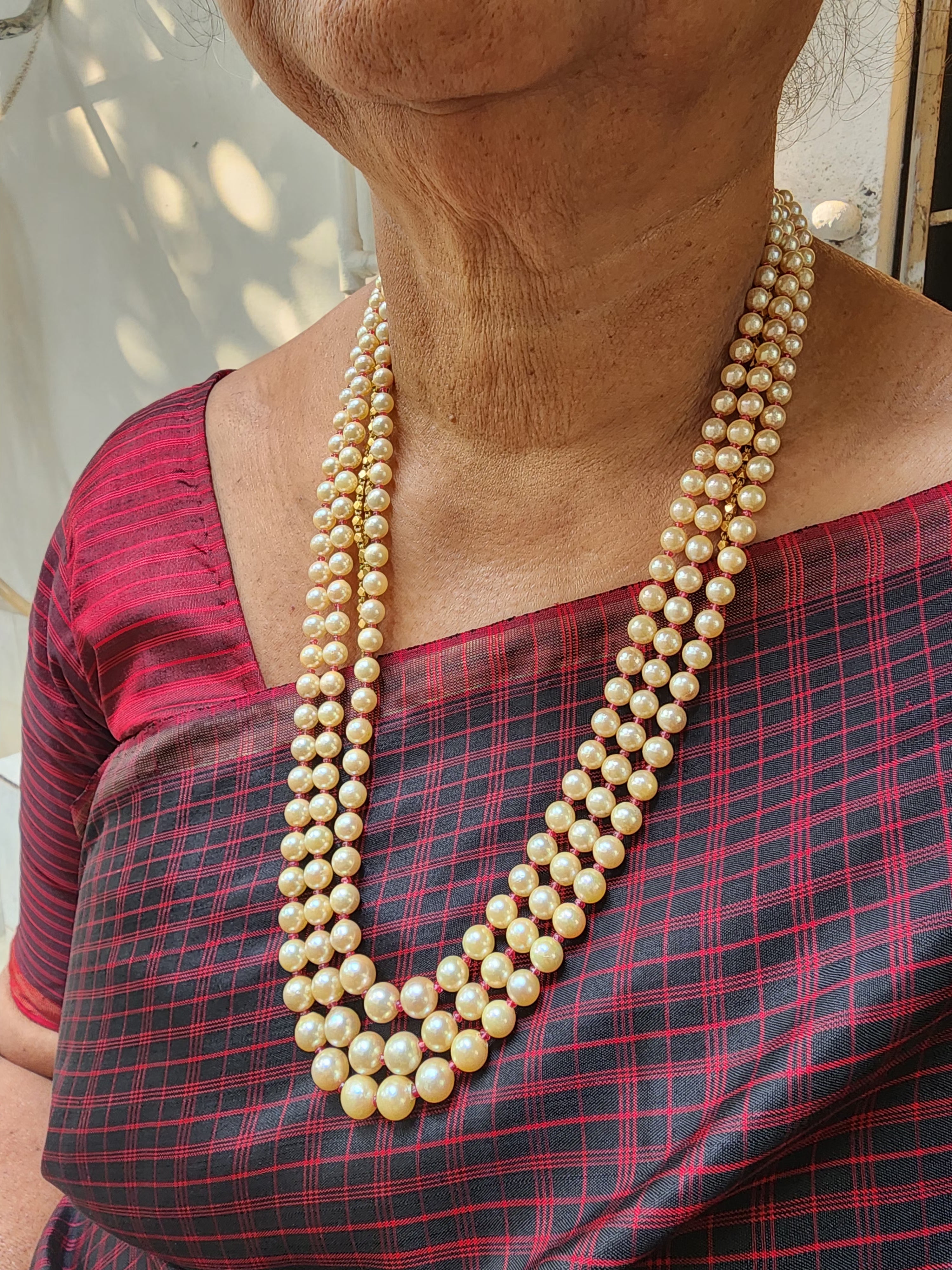 Three Line Akoya Pearls-Silver Neckpiece-House of Taamara-House of Taamara