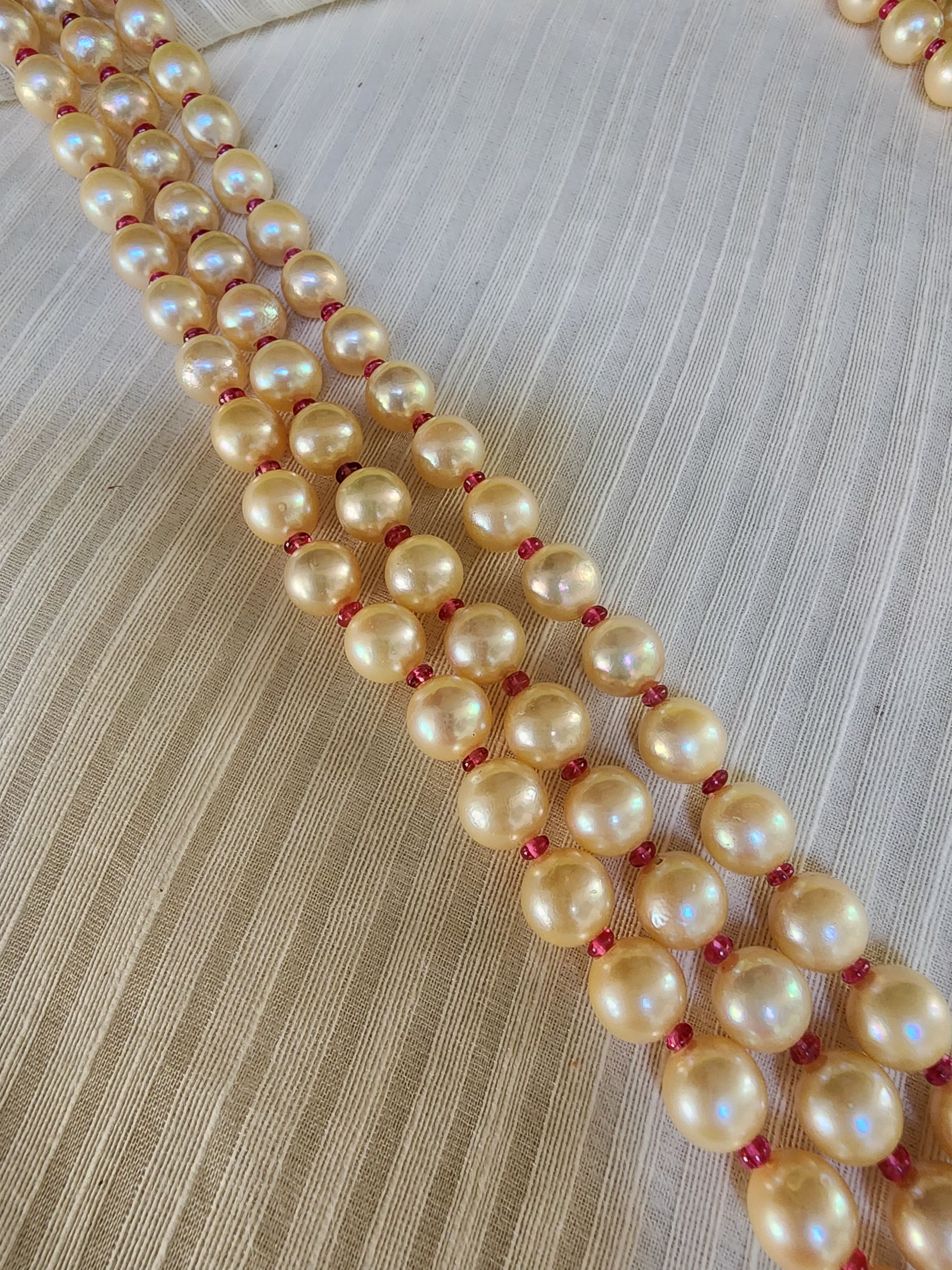 Three Line Akoya Pearls-Silver Neckpiece-House of Taamara-House of Taamara
