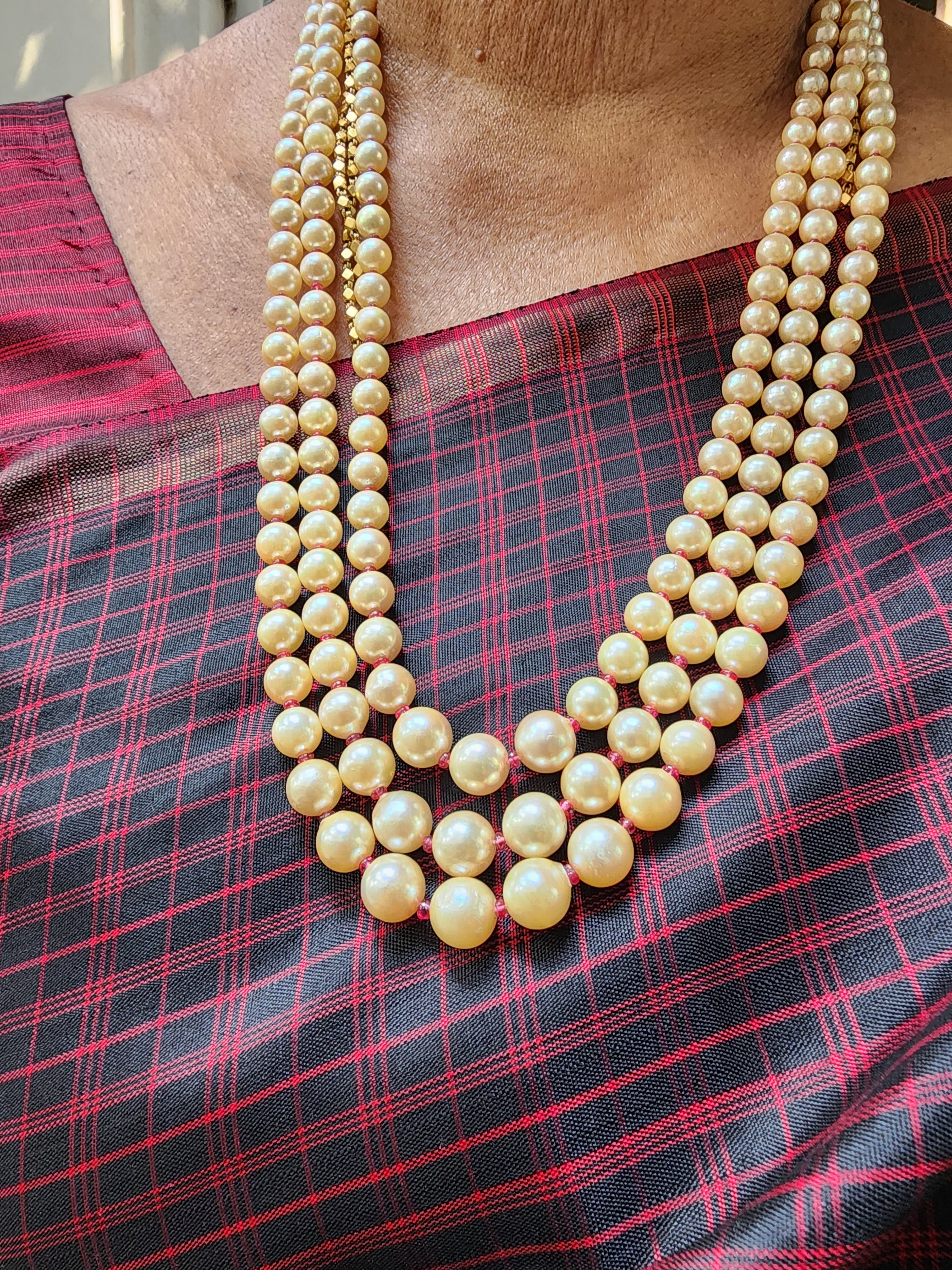 Three Line Akoya Pearls-Silver Neckpiece-House of Taamara-House of Taamara