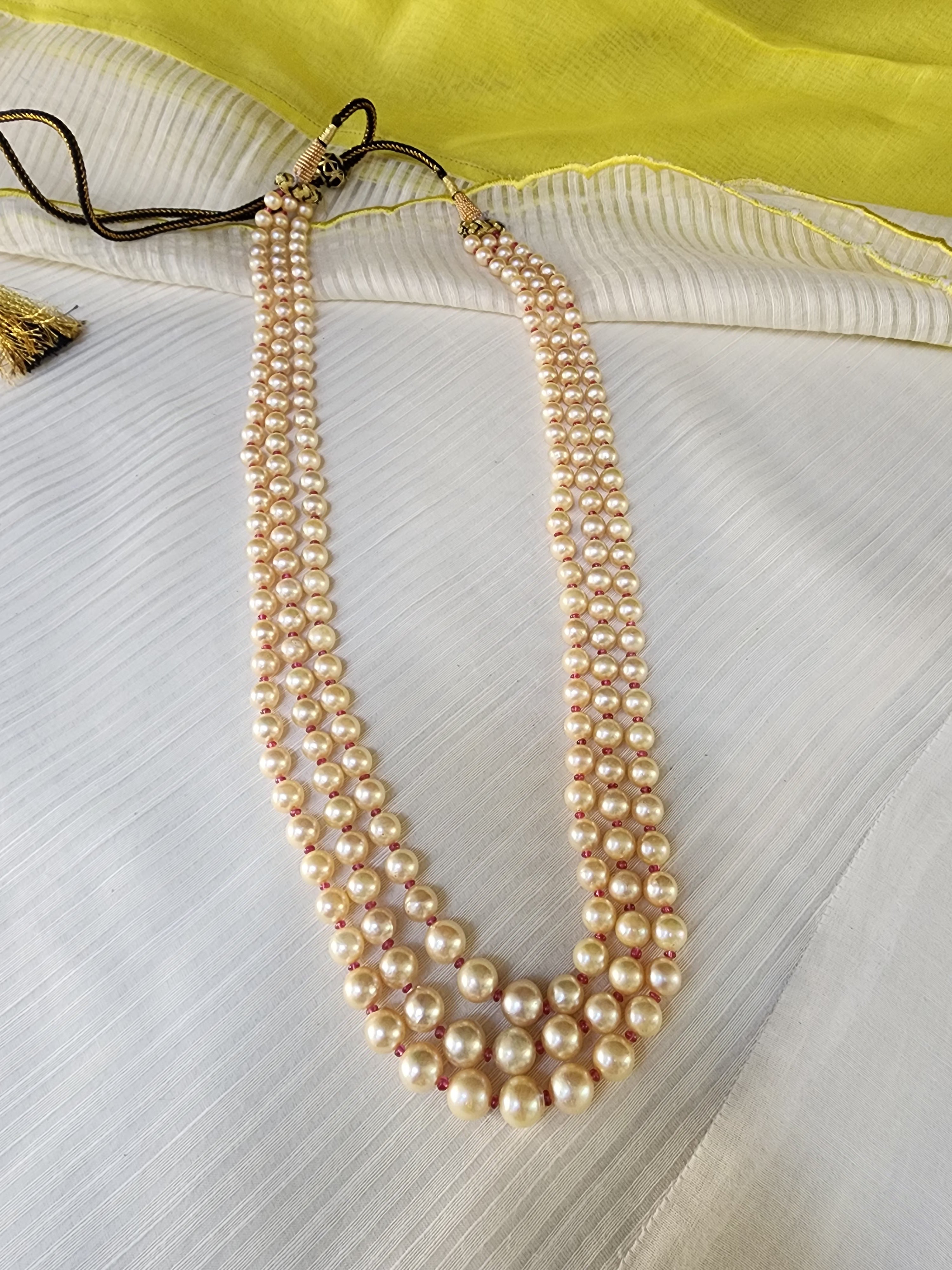 Three Line Akoya Pearls-Silver Neckpiece-House of Taamara-House of Taamara