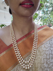 Three Line Akoya Pearls-Silver Neckpiece-House of Taamara-House of Taamara