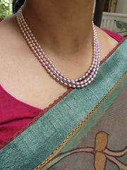 Three Line Fresh Water Pearls-Silver Neckpiece-House of Taamara-House of Taamara