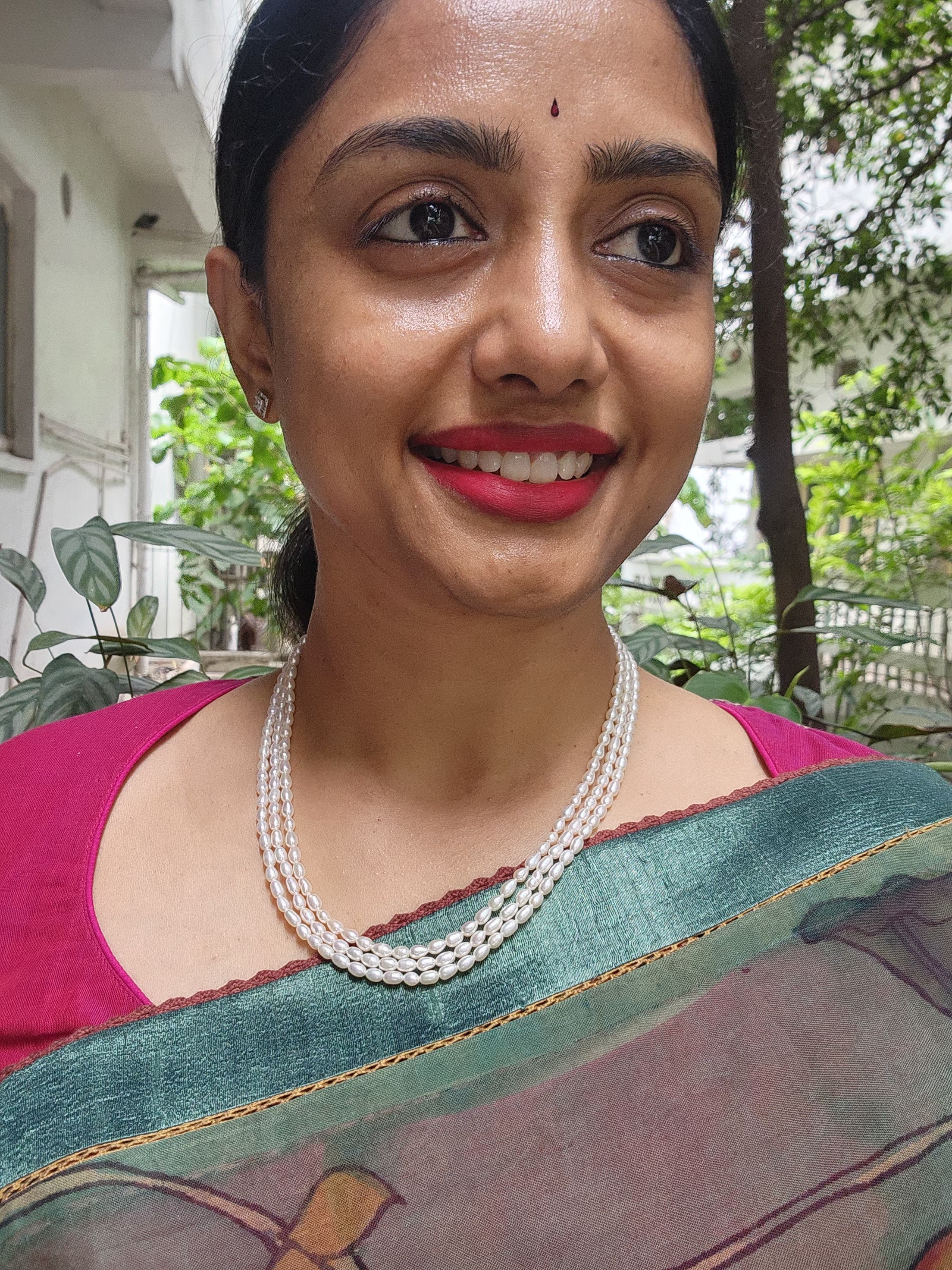 Three Line Fresh Water Pearls-Silver Neckpiece-House of Taamara-House of Taamara