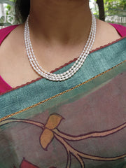 Three Line Fresh Water Pearls-Silver Neckpiece-House of Taamara-House of Taamara