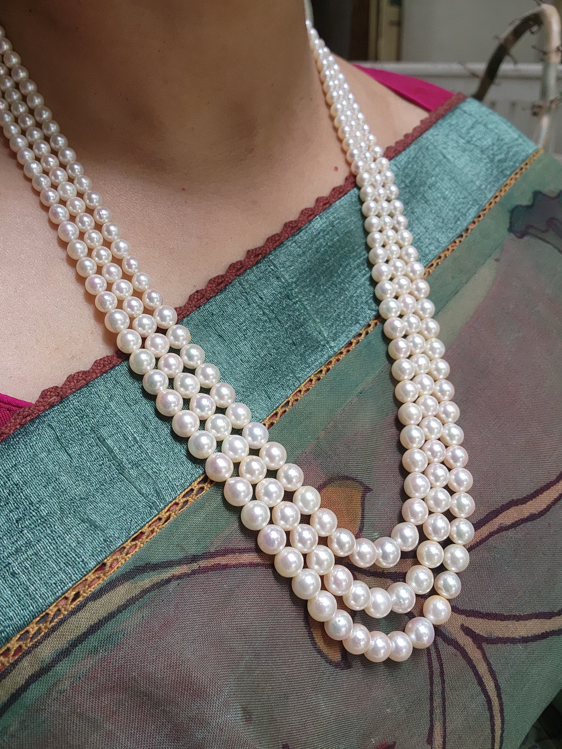 Three Line South Sea Pearls-Silver Neckpiece-House of Taamara-House of Taamara