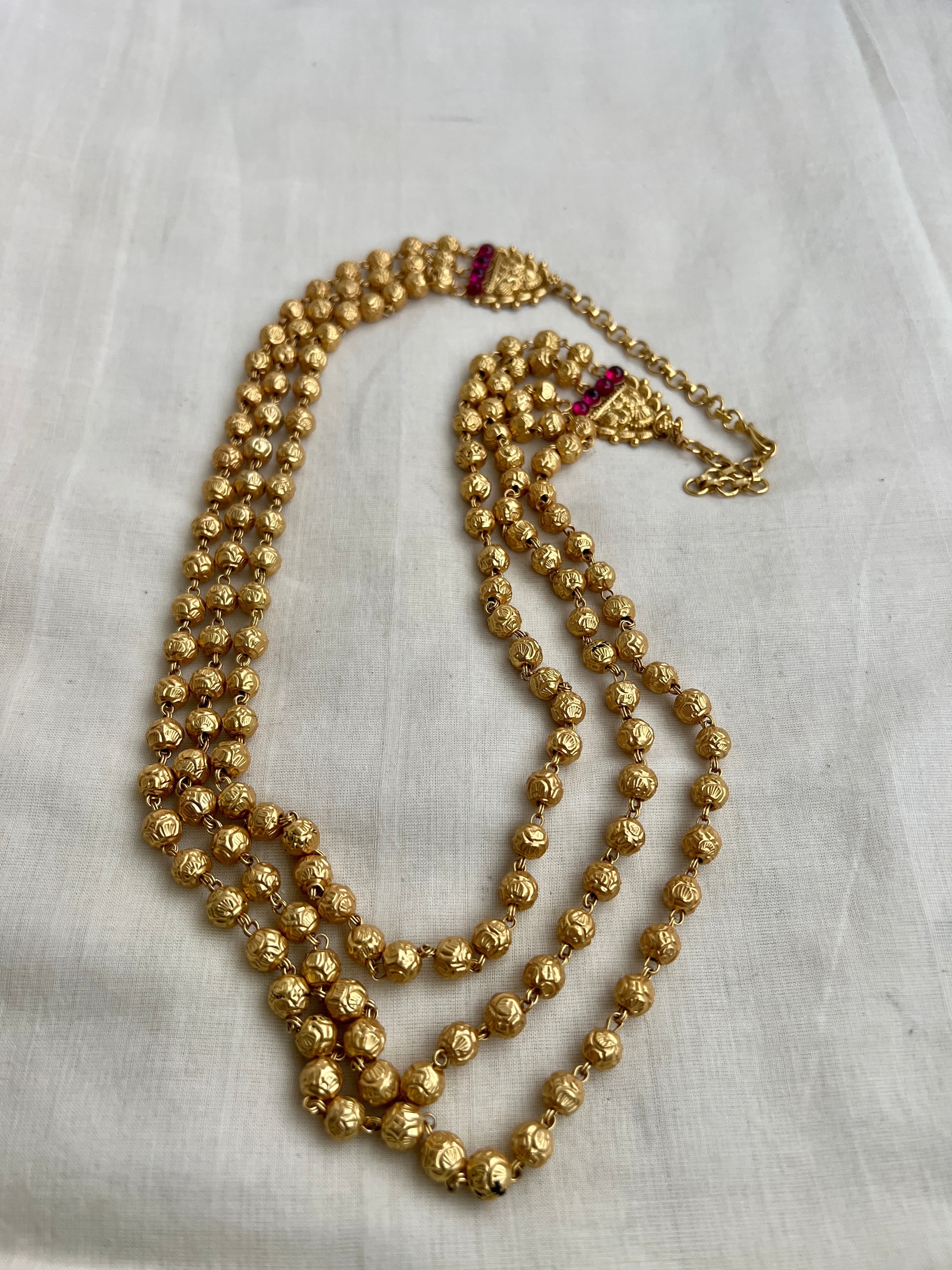 Three layer gold polish mohan mala necklace-Silver Neckpiece-CI-House of Taamara