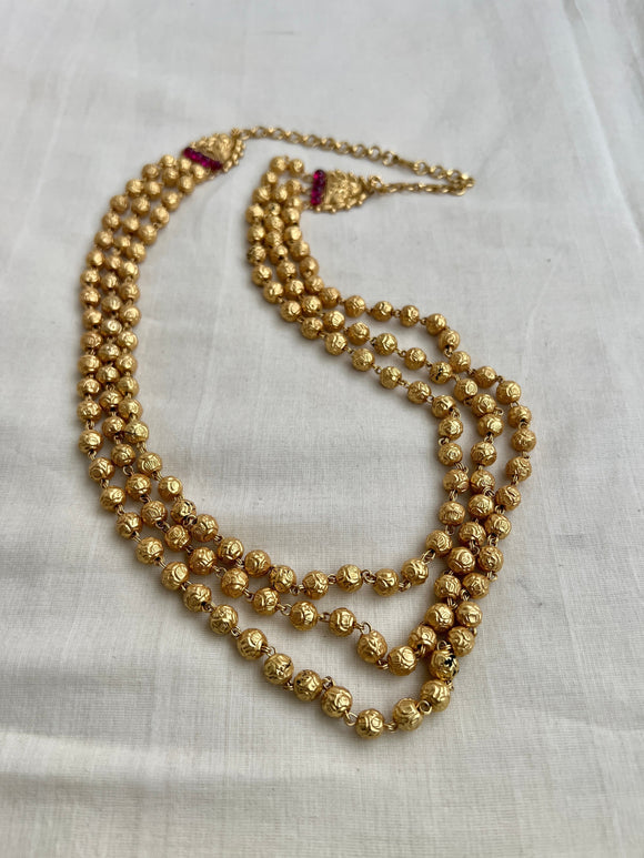 Three layer gold polish mohan mala necklace-Silver Neckpiece-CI-House of Taamara