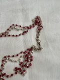 Three layer pearls and ruby beads chain-Silver Neckpiece-CI-House of Taamara