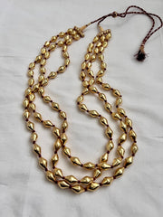 Three layer wax beads chain with gold polish beads-Silver Neckpiece-CI-House of Taamara