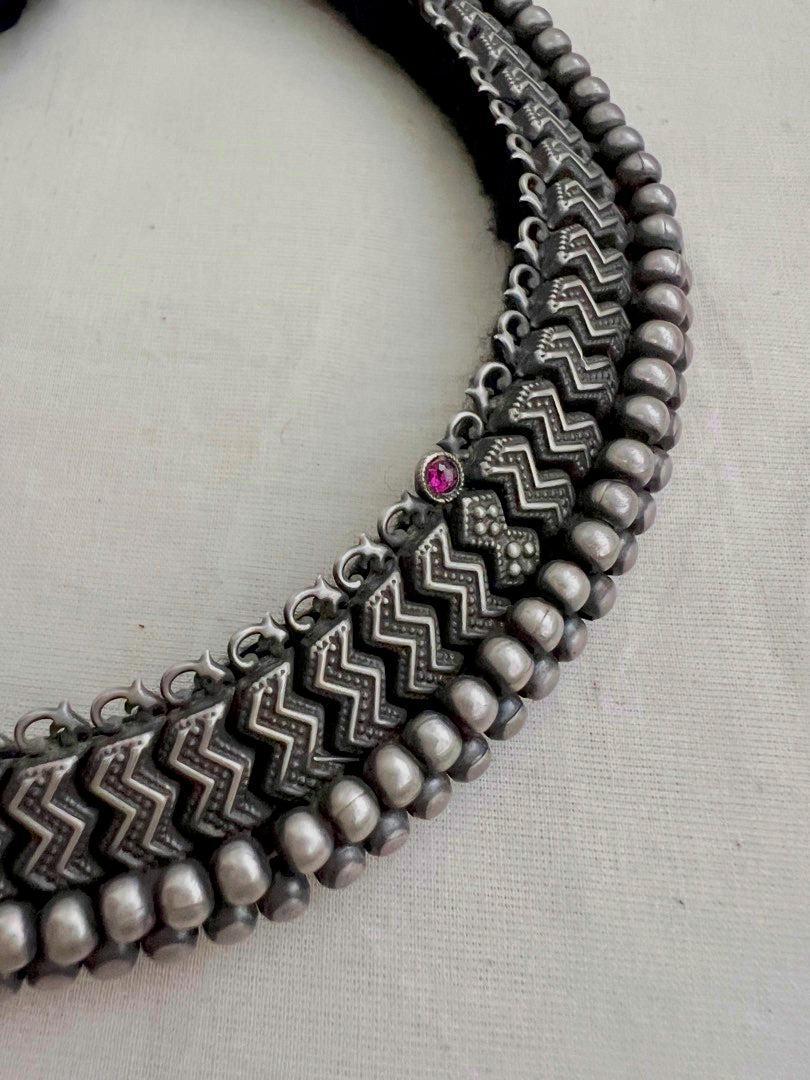 Thussi necklace with earrings, SET-Silver Neckpiece-CI-House of Taamara