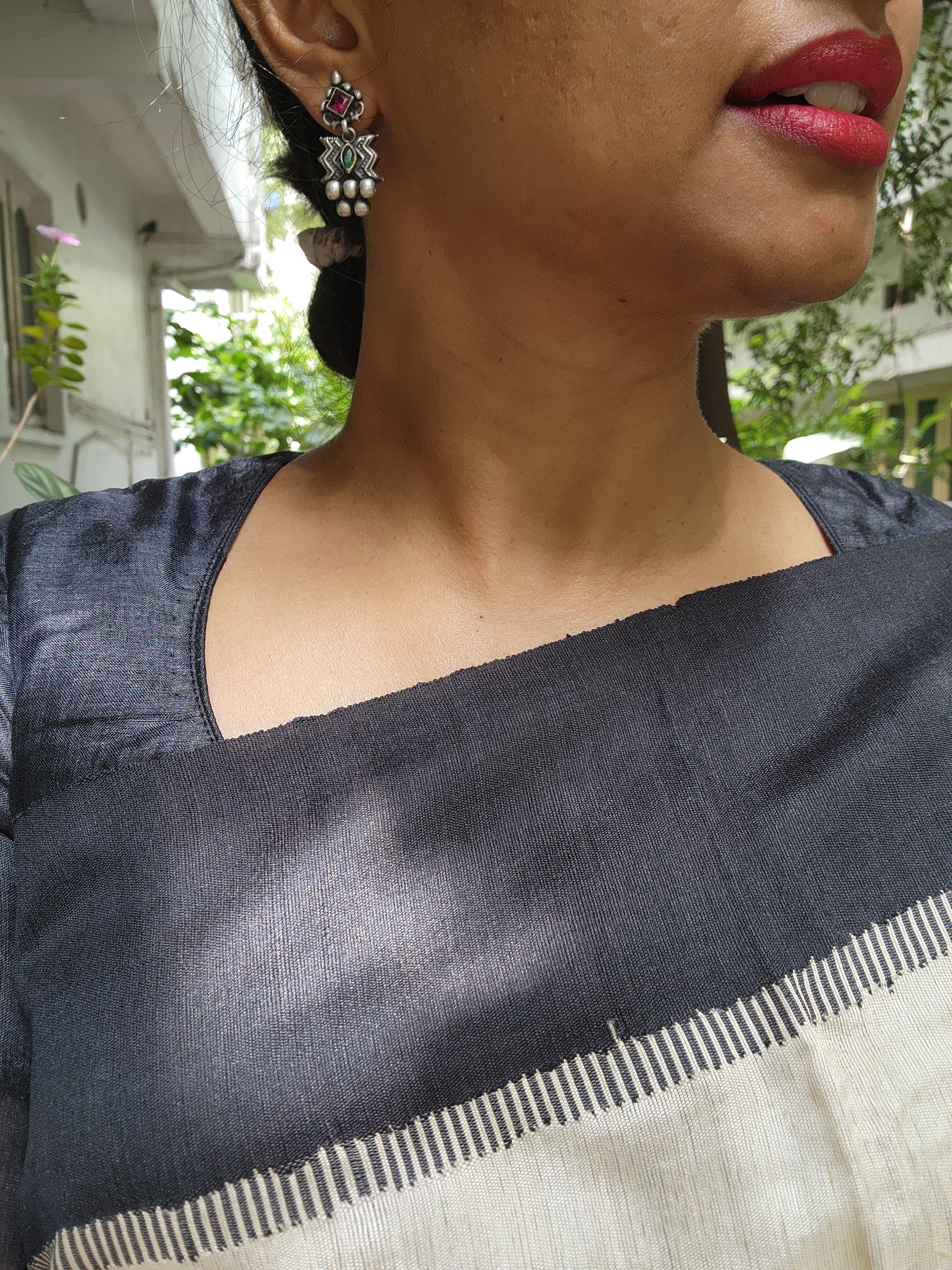 Thussi necklace with earrings, SET-Silver Neckpiece-CI-House of Taamara