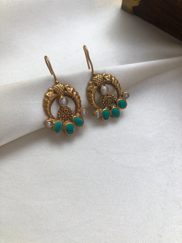 Turquoise hook earrings-Earrings-PL-House of Taamara