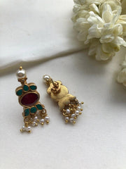 Turquoise & ruby earrings with pearls-Earrings-PL-House of Taamara