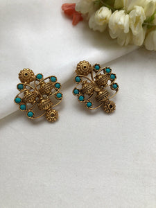 Turquoise with antique polish studds-Earrings-PL-House of Taamara