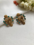Turquoise with antique polish studds-Earrings-PL-House of Taamara