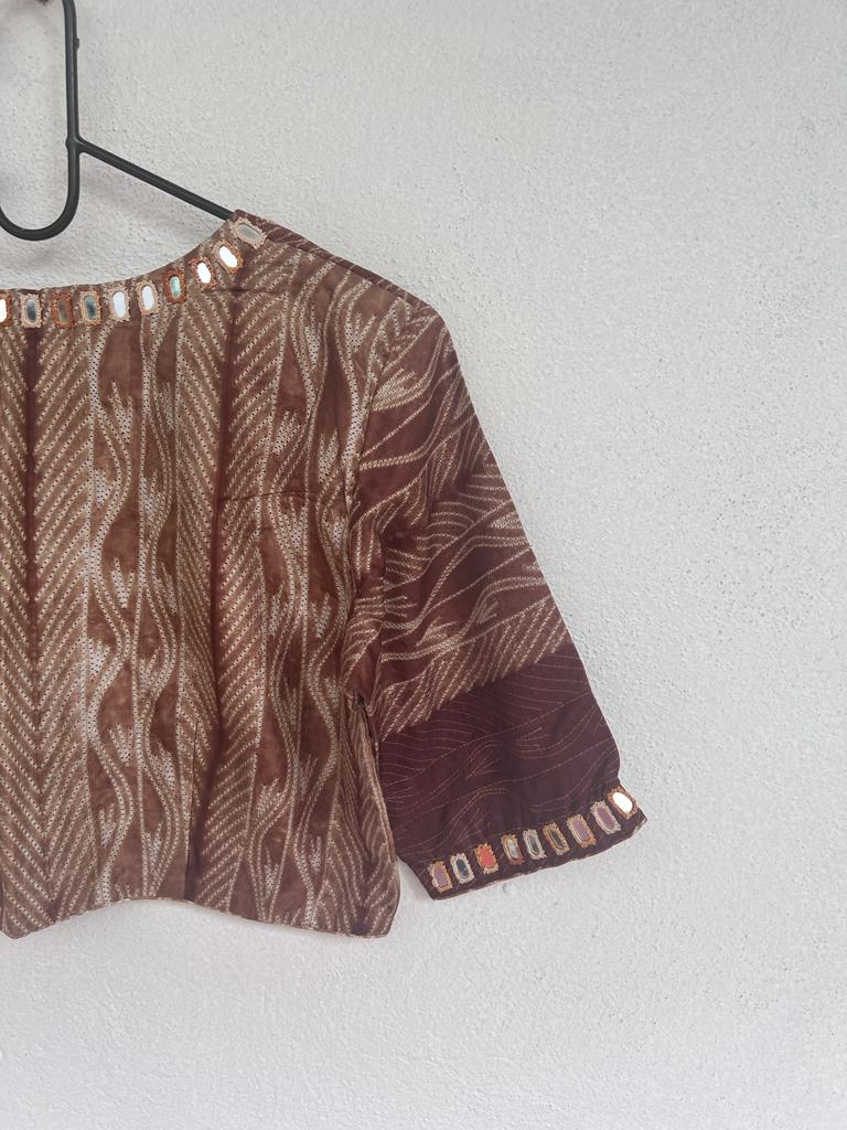 Tussar Shibori with mirror Work-Blouse-House of Taamara-House of Taamara