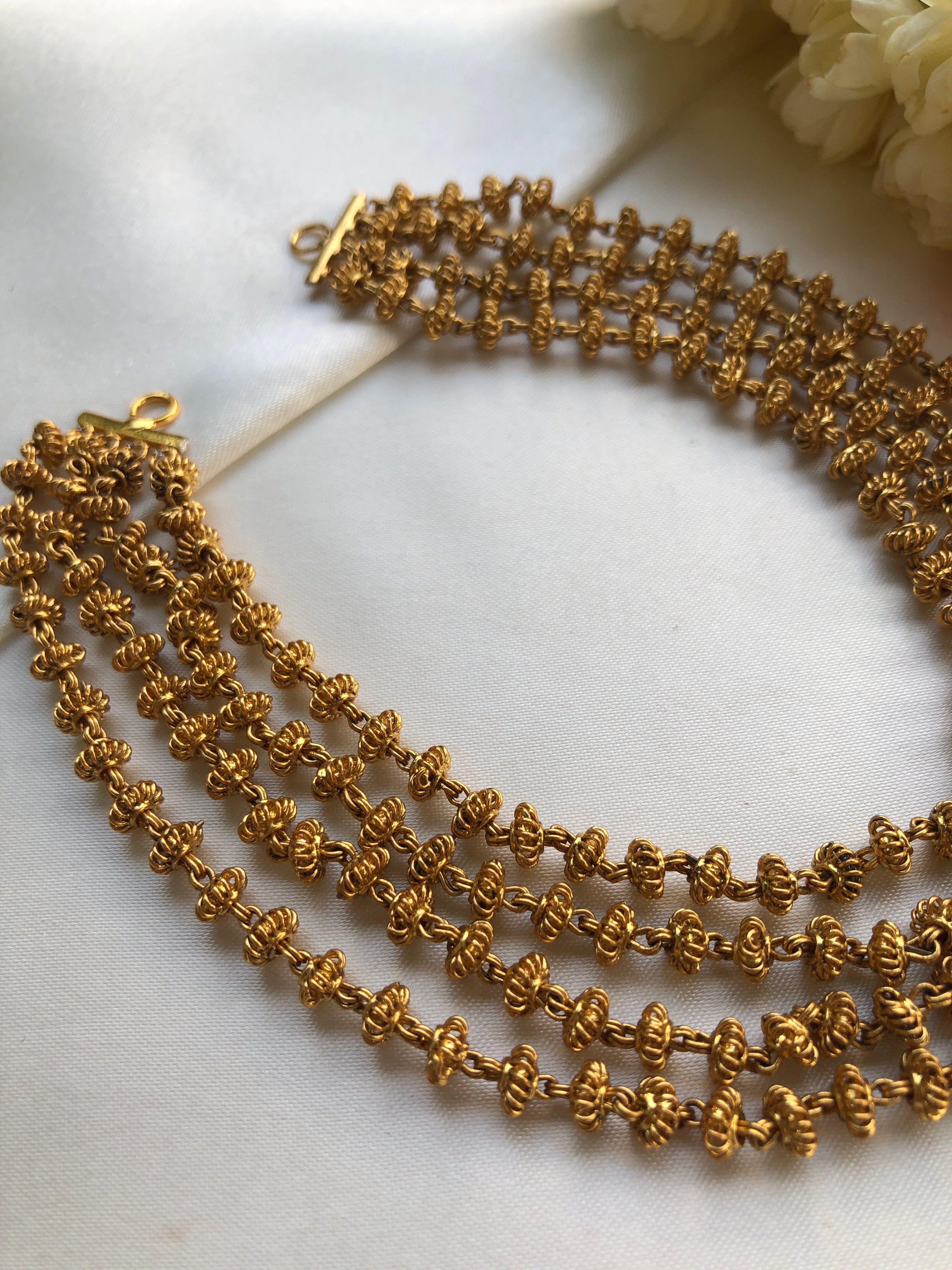 Tussi 4 line necklace-Silver Neckpiece-PL-House of Taamara