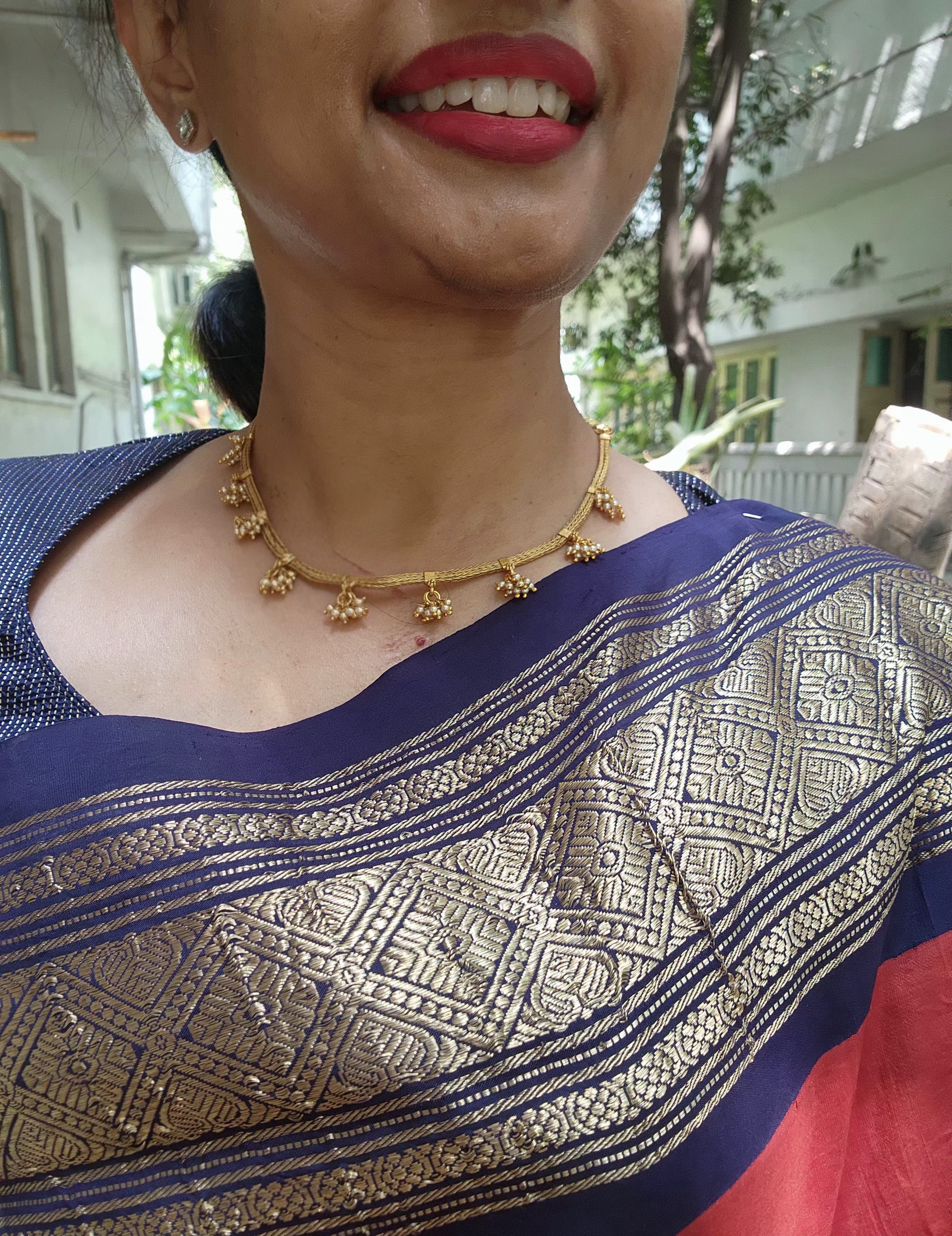Tussi chain with bunch pearls-Silver Neckpiece-PL-House of Taamara