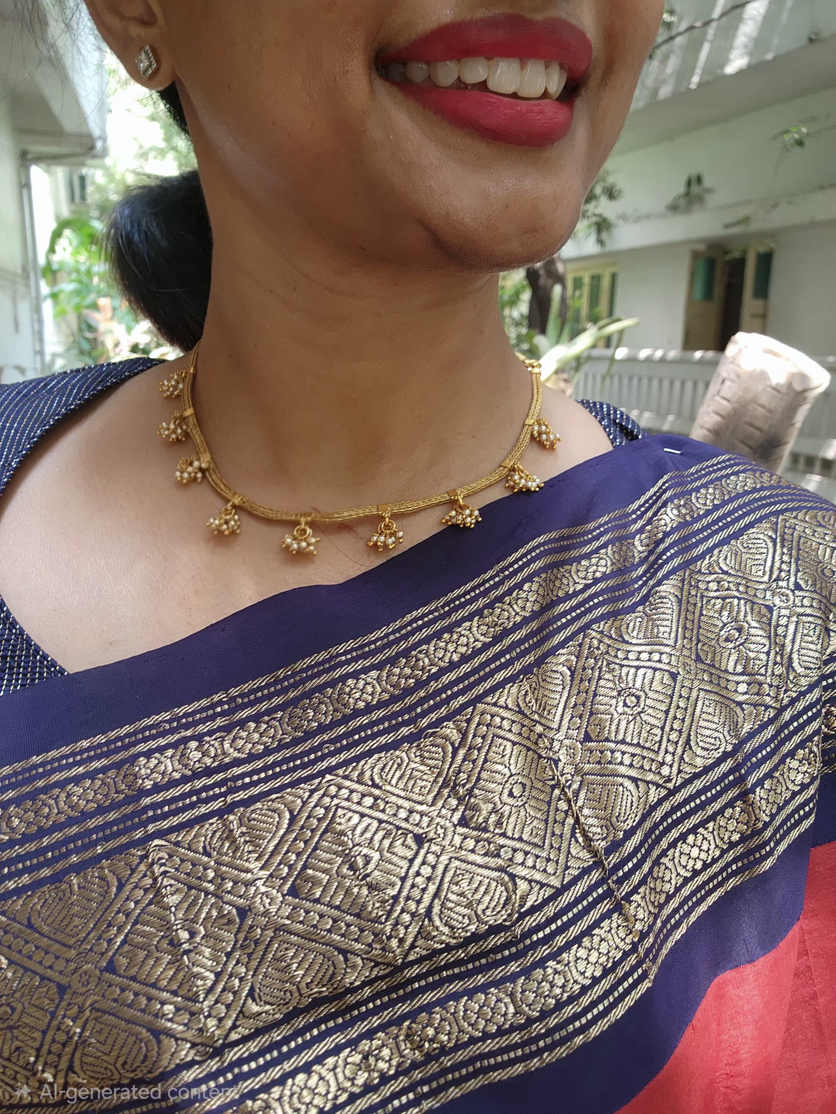 Tussi chain with bunch pearls-Silver Neckpiece-PL-House of Taamara