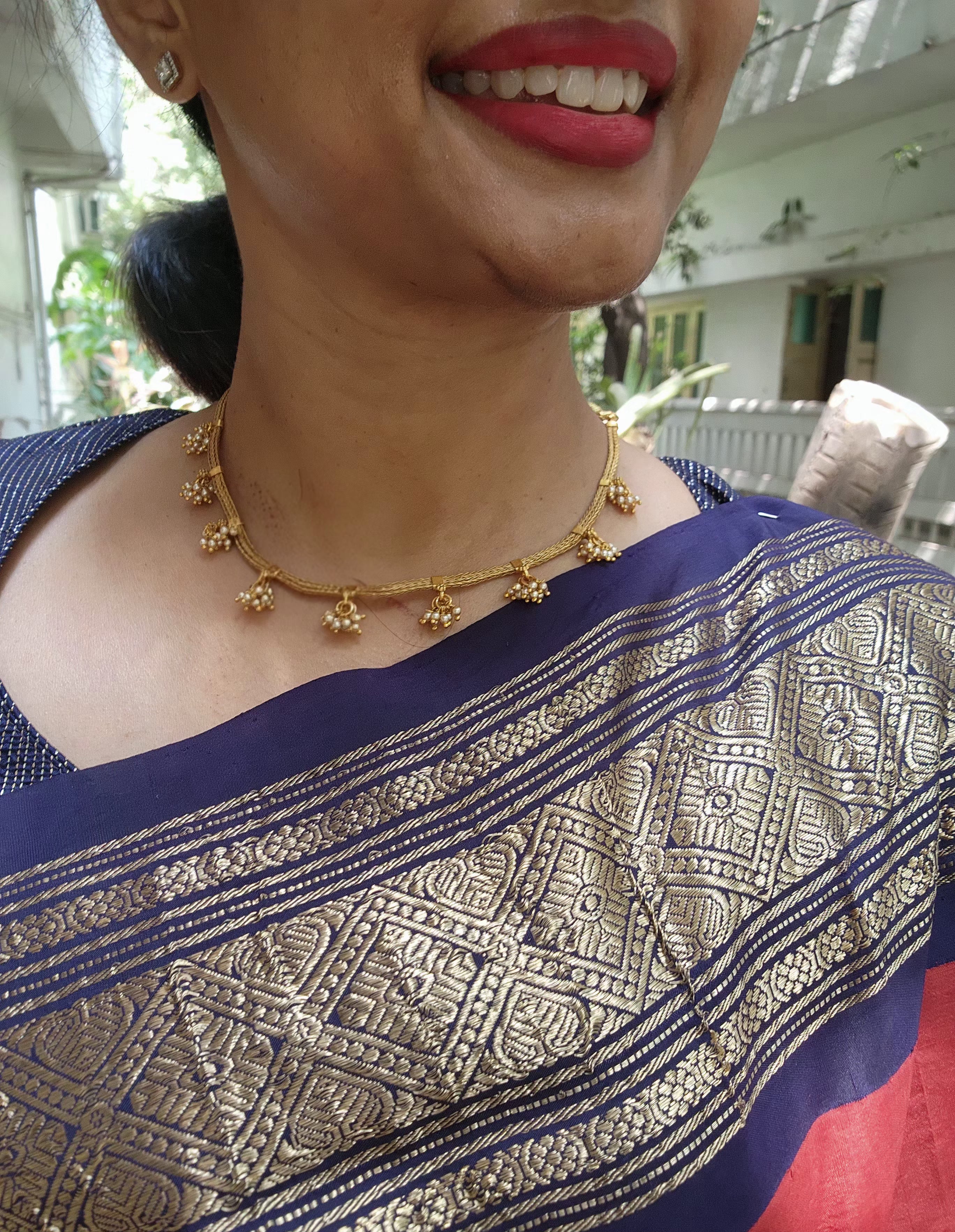 Tussi chain with bunch pearls-Silver Neckpiece-PL-House of Taamara