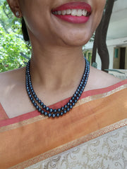 Two Line Akoya Pearls-Silver Neckpiece-House of Taamara-House of Taamara