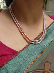 Two Line Fresh Water Pearls-Silver Neckpiece-House of Taamara-House of Taamara