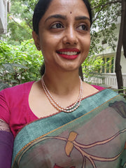 Two Line Fresh Water Pearls-Silver Neckpiece-House of Taamara-House of Taamara
