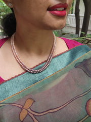 Two Line Fresh Water Pearls-Silver Neckpiece-House of Taamara-House of Taamara