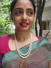 Two Line Fresh Water Pearls-Silver Neckpiece-House of Taamara-House of Taamara