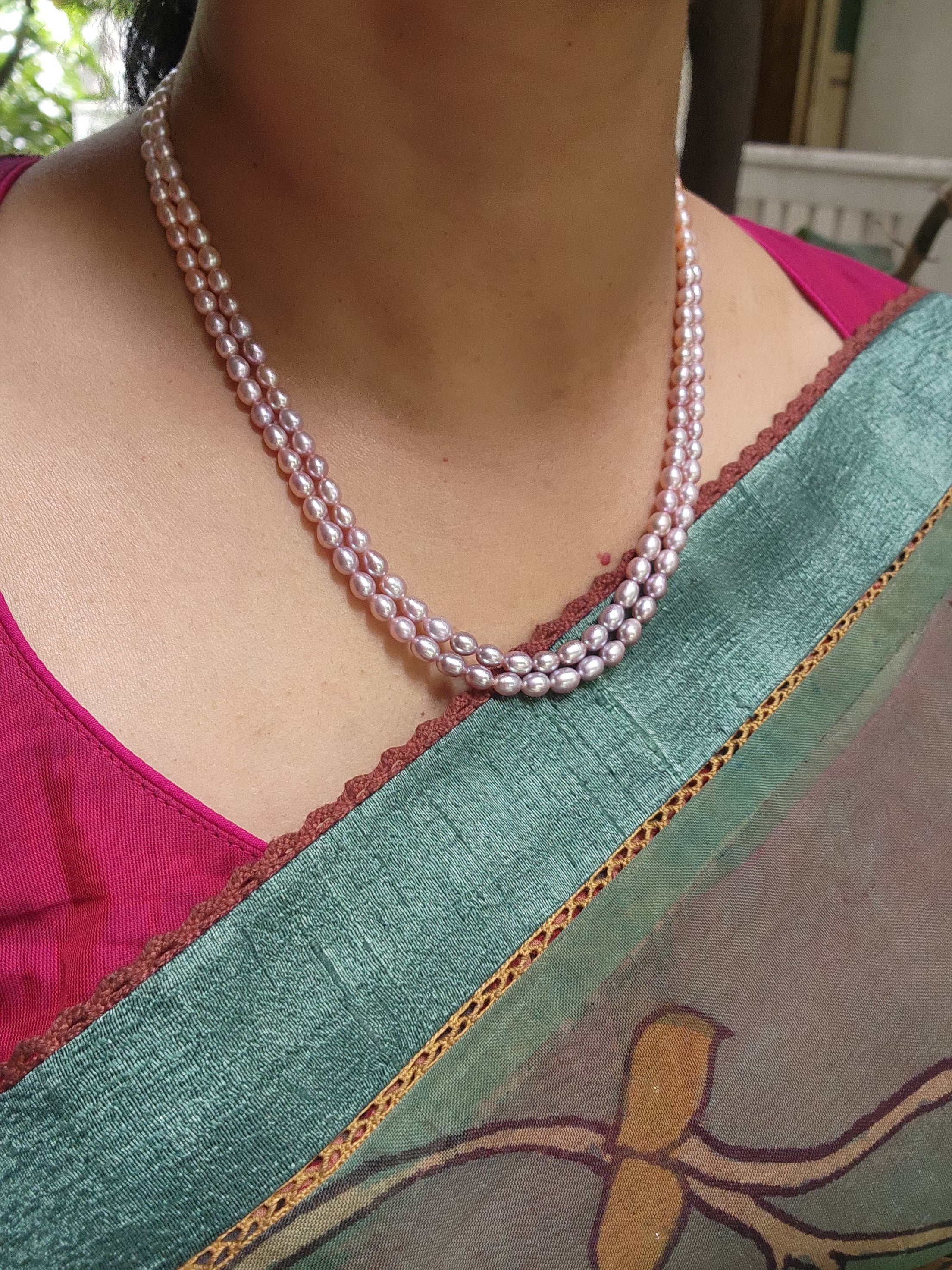 Two Line Fresh Water Pearls-Silver Neckpiece-House of Taamara-House of Taamara