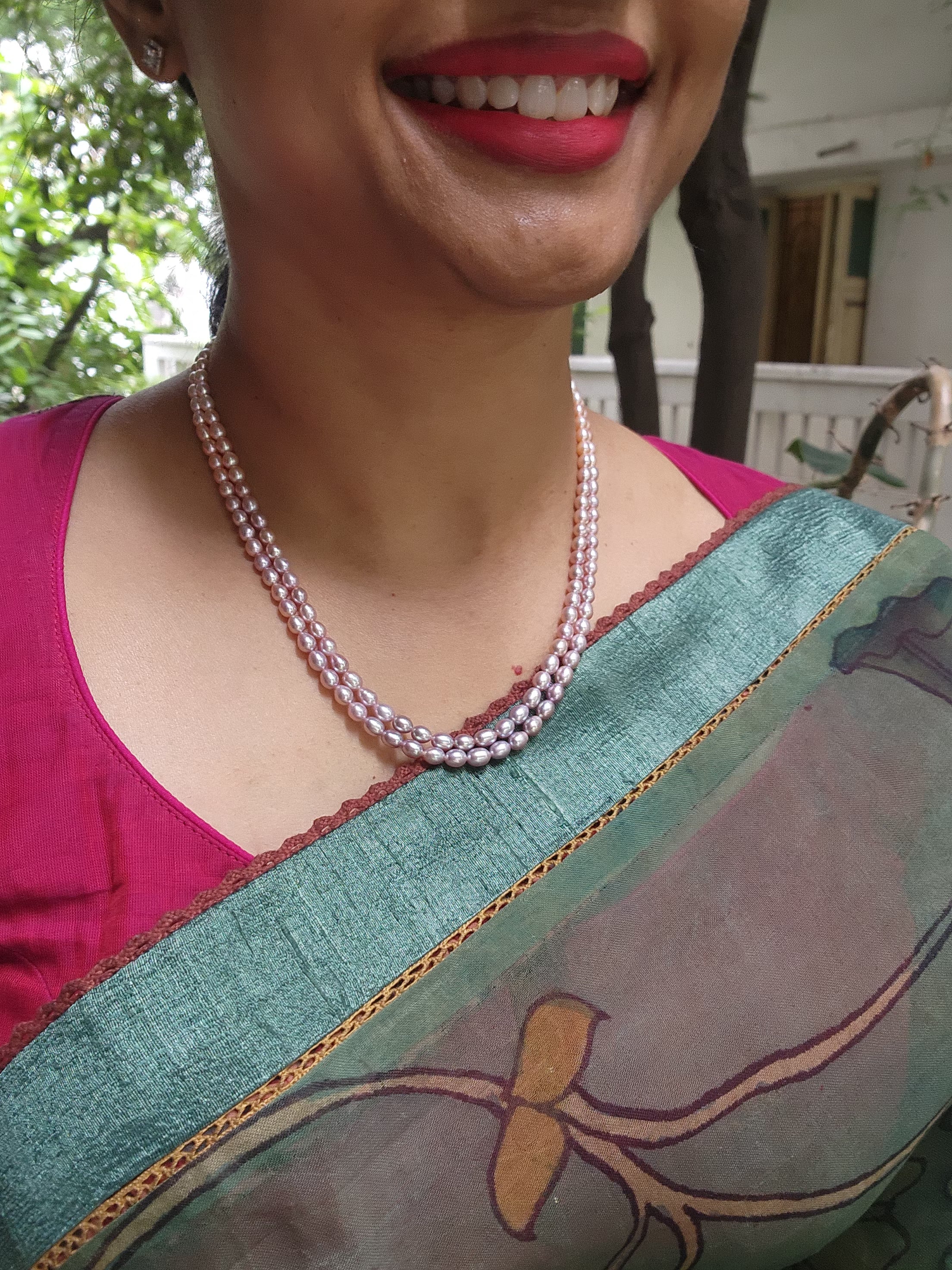 Two Line Fresh Water Pearls-Silver Neckpiece-House of Taamara-House of Taamara
