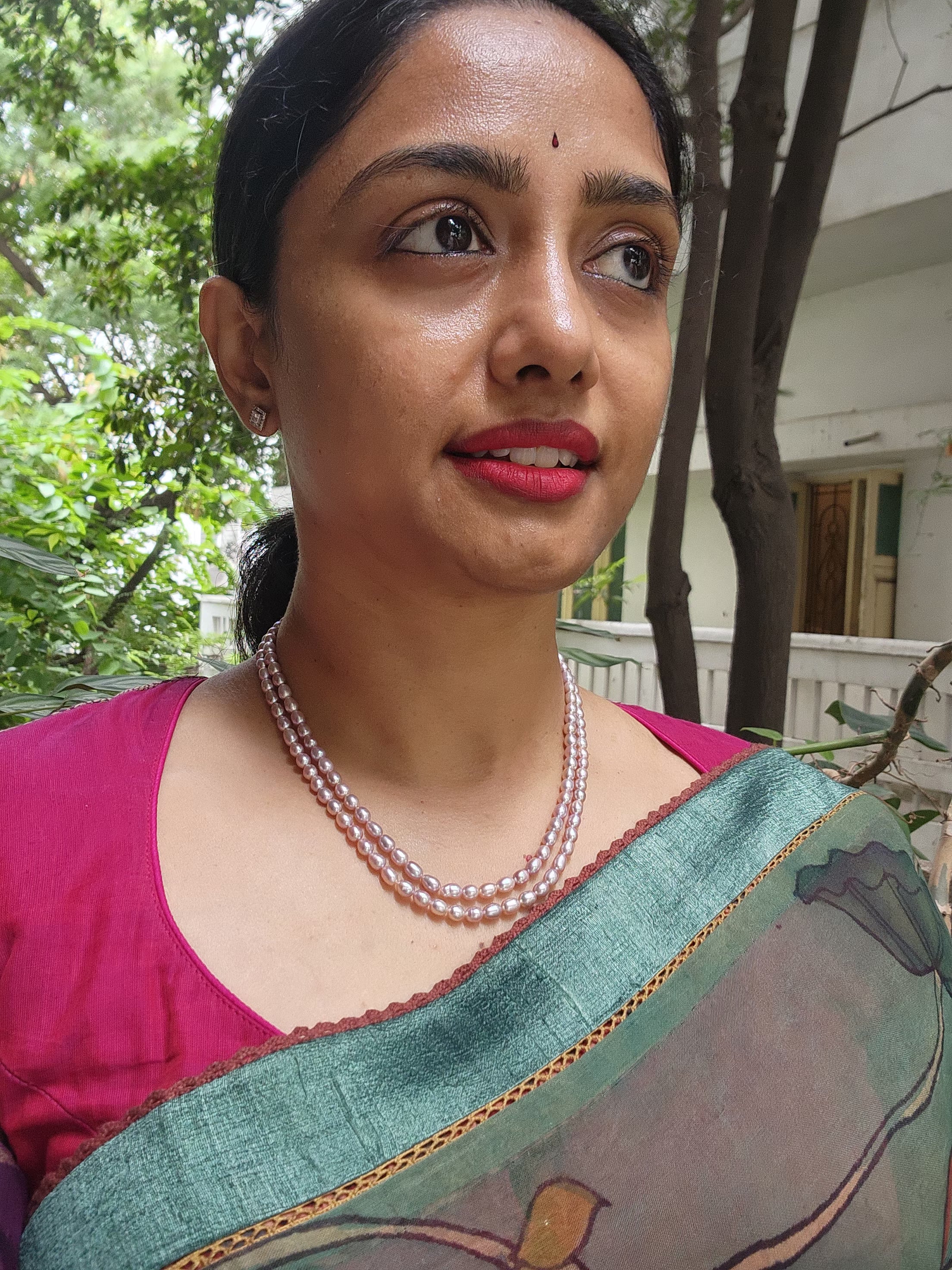Two Line Fresh Water Pearls-Silver Neckpiece-House of Taamara-House of Taamara