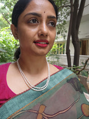 Two Line Fresh Water Pearls-Silver Neckpiece-House of Taamara-House of Taamara