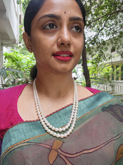 Two Line Fresh Water Pearls-Silver Neckpiece-House of Taamara-House of Taamara