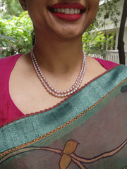 Two Line Fresh Water Pearls-Silver Neckpiece-House of Taamara-House of Taamara